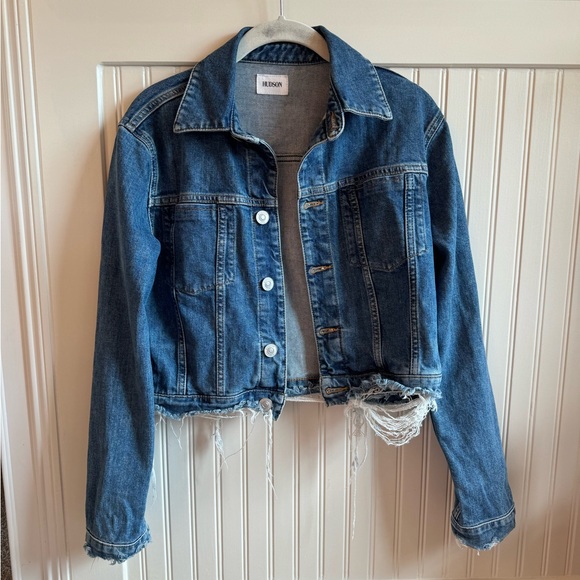 Hudson Garrison Cropped Denim Jacket in Continuum Size XS - Picture 4 of 8